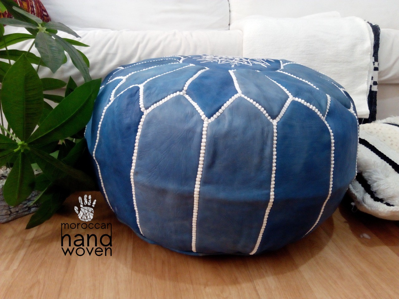 Blue outlet pouf ottoman