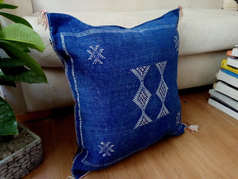 Blue online silk pillows
