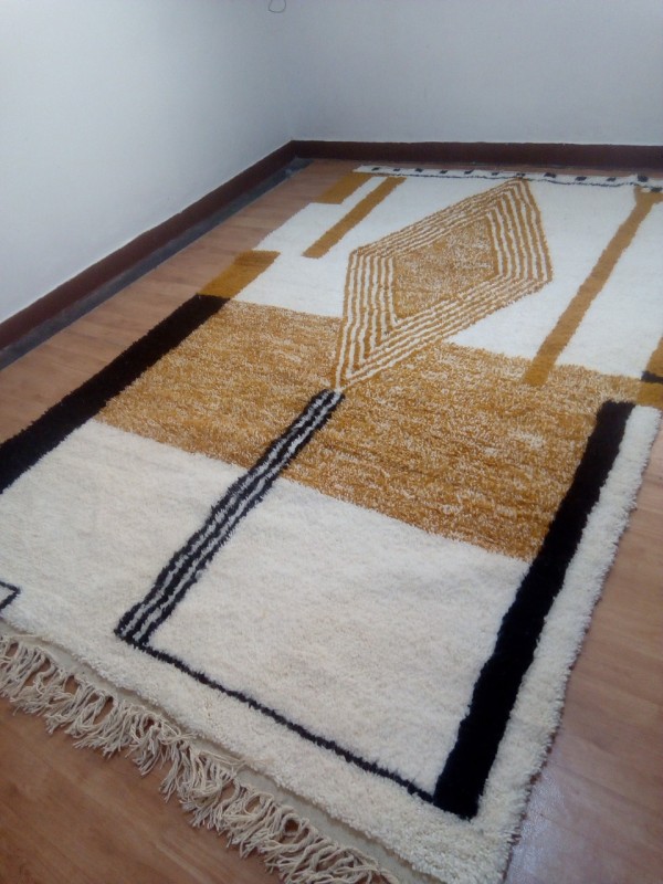 Moroccan Hand Woven Rug - Beni Ourain Style - Brown Level Design Carpet - Wool 