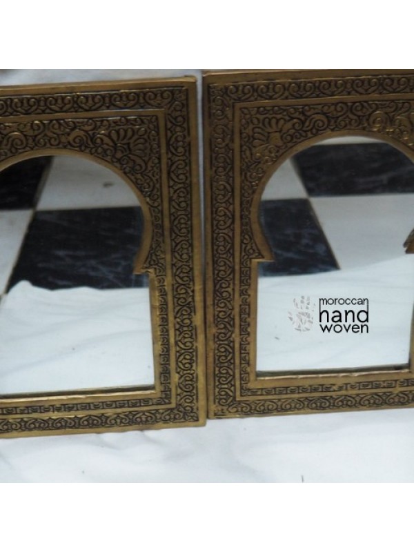 Set 2 brass/copper Golden Frame Brass Moroccan Mirror Hand Carved, Bohemian Mirror Decor