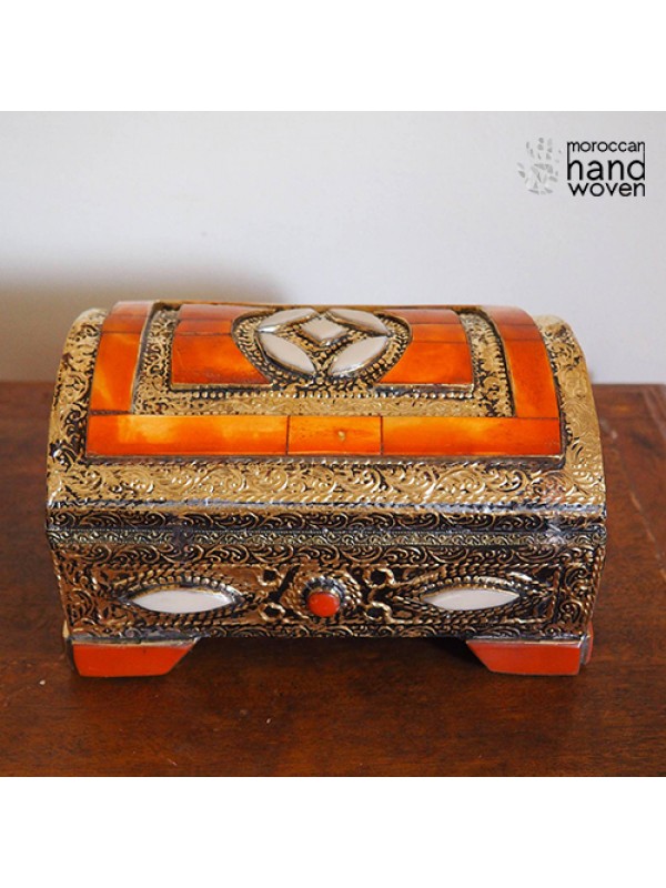 antique box /handmade chest/brass and silver box
