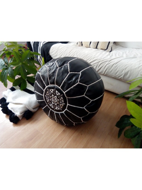 Moroccan black pouf