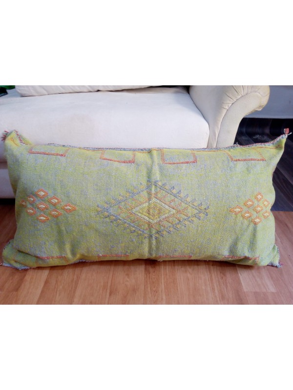 LUMBAR Sabra silk large Moroccan sabra CACTUS Silk pillow - Seaweed Color pillow unstuffed