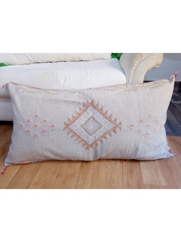 LUMBAR Sabra silk large Moroccan sabra CACTUS cushion - light Grey 