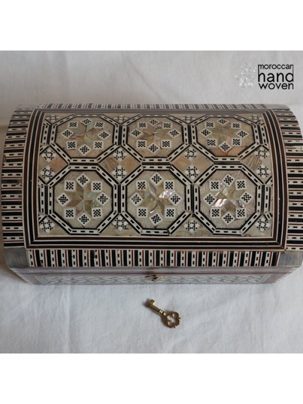 Antique Wooden Box with ivory and mother of pearl