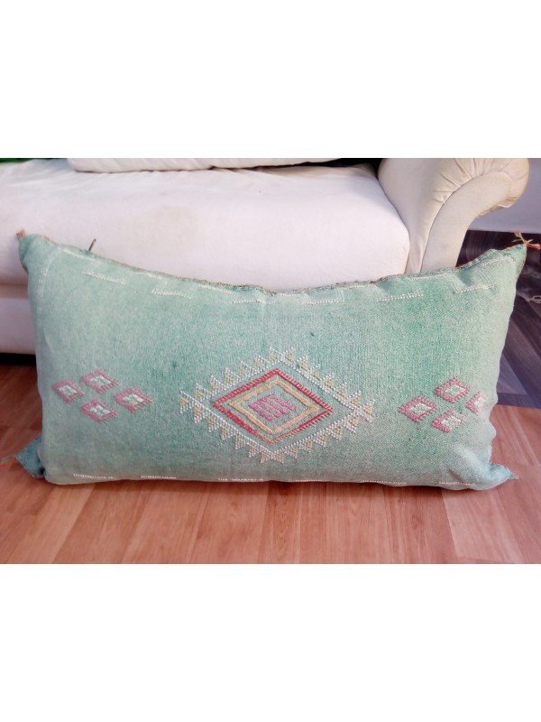LUMBAR Sabra silk large Moroccan sabra CACTUS Silk pillow - Primary Green pillow unstuffed