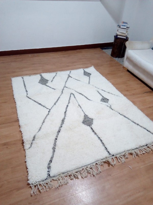  Moroccan Rug - Beni Ourain Style - Tribal Rug - Thick Art Design - Full Wool -