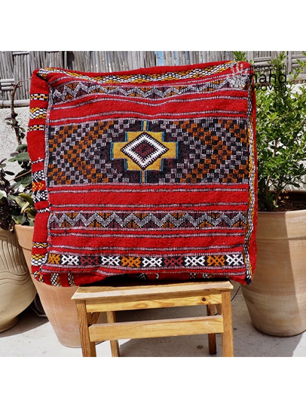 Vintage Moroccan Kilim square floor pillow