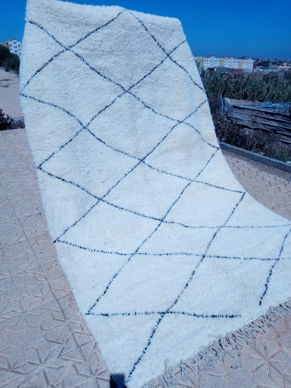Beni Ourain Rug - Moroccan Beni Ouarain Carpet - Shag Pile - Full Wool 