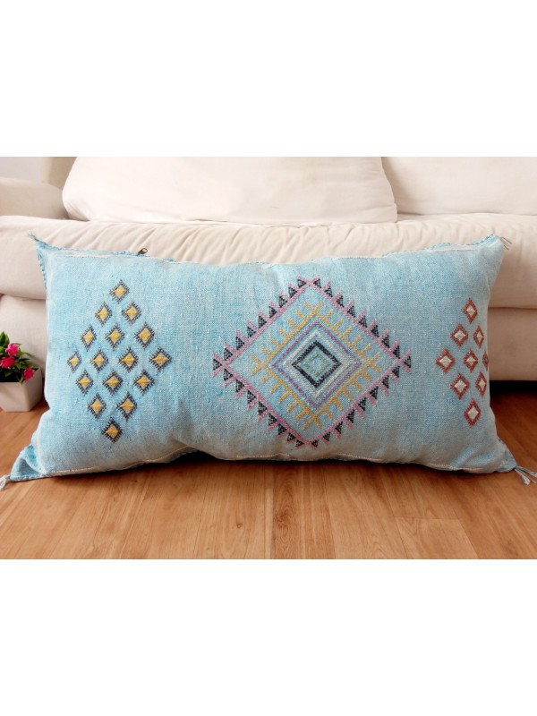 LUMBAR Sabra silk large Moroccan sabra CACTUS Silk pillow - Ligth Blue Catus pillow unstuffed