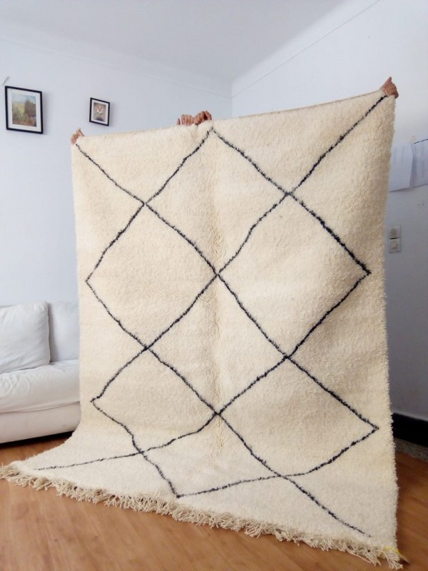 Beni Ourain Rug -Dimonds Design - shag pile - full wool