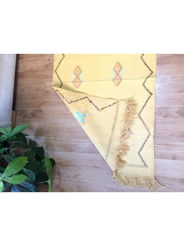 Cactus Silk Runner, Moroccan sabra carpet (8.7 x 2,3 ft) Cactus Rug Moroccan Boho Moroccan Style Runner Yellow runner