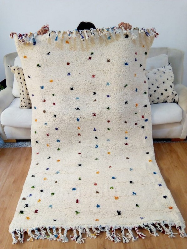 Moroccan Colorful hand woven dots rug - Beni Ourain - Full Wool 