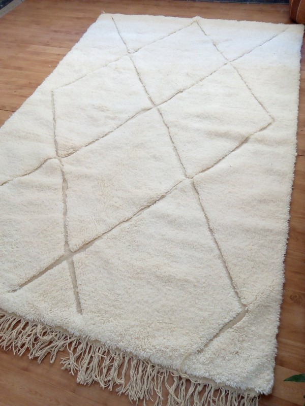 Moroccan Rug - Beni Ourain Style Tribal Rug - Faded Design - Full Wool 