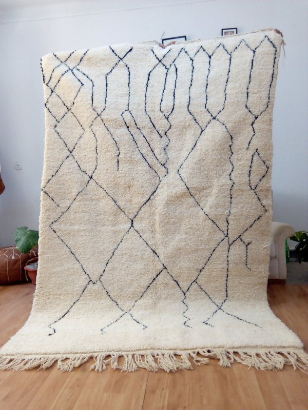 Hand-Woven Beni Ourain Area Rug Style - Carpets - Tribal Carpet - Full Wool 