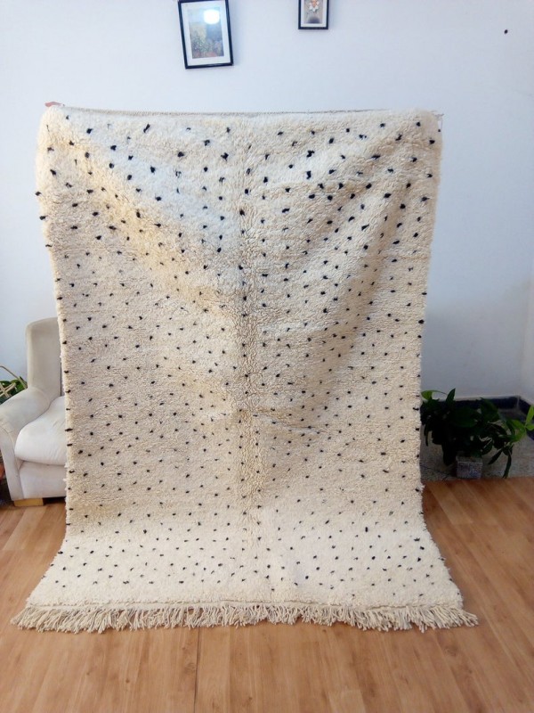 Beni Ourain Rug with Dots Pattern - Tribal Rug - Full Wool