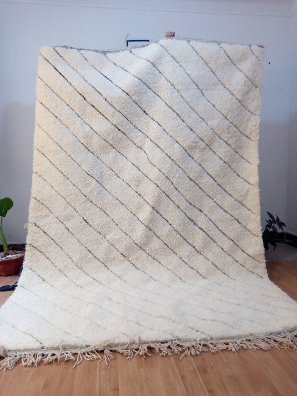 Moroccan beni ourain style - Parallel lines Design rug  - berber carpet - full  wool 
