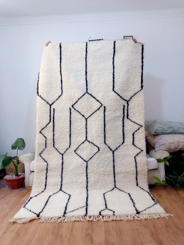  Moroccan Beni Ourain Style - Tribal Rug - Shag Pile - Full Woo