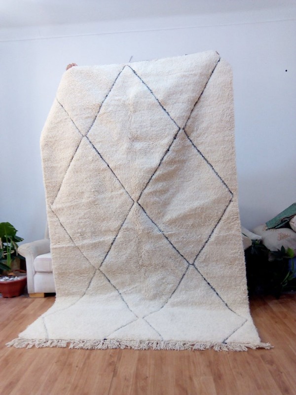  Moroccan Beni Ourain Style - hand woven Rug - Shag Pile - Handmade Carpet 