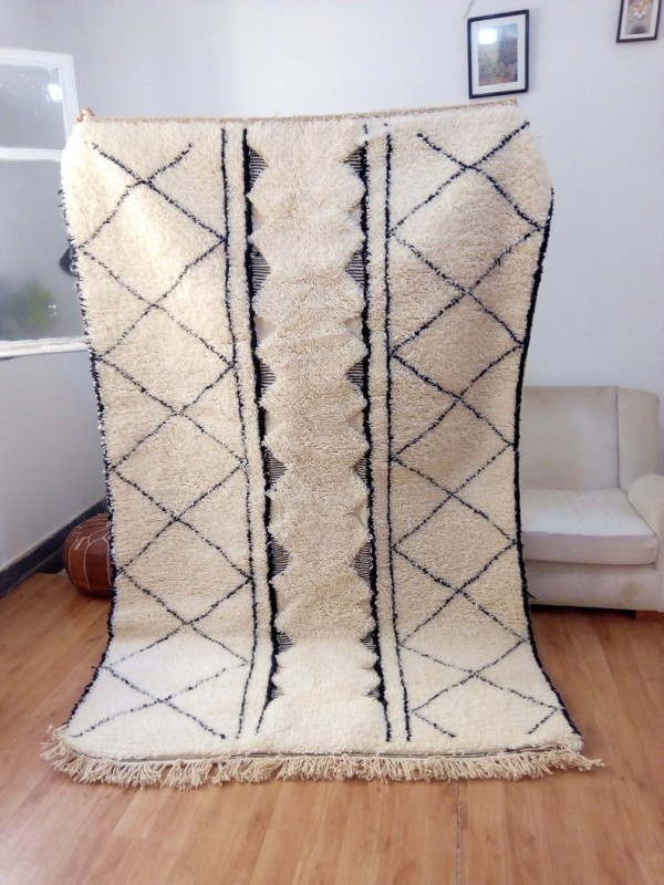 Moroccan Rug - Beni Ourain Style - Tribal Rug - Thick Art Design  - Full Wool 