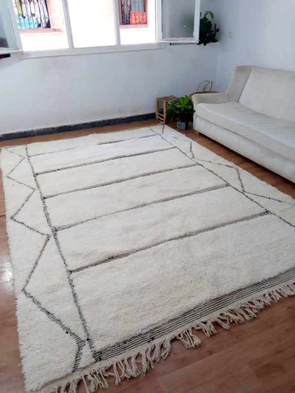 Hand Woven Beni Ourain Tribal Style - Shag Pile - Full Wool Rug