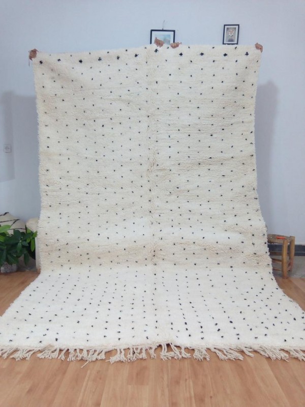  Moroccan hand woven dot rug - Beni Ourain Style- Full Wool 