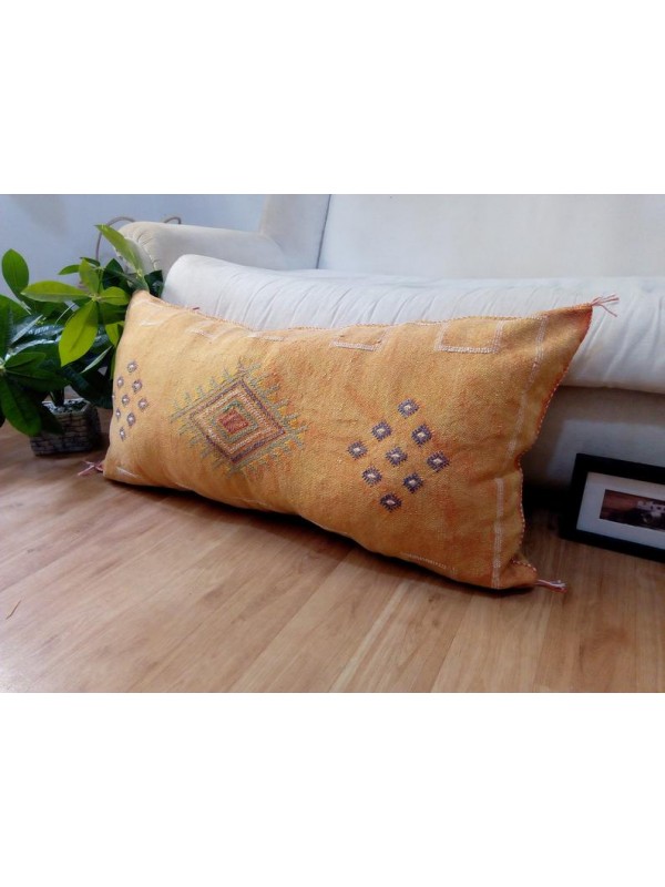 LUMBAR Sabra silk large Moroccan sabra CACTUS cushion - light orange pillow unstuffed