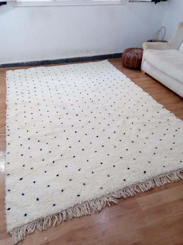 Berber Carpet - Moroccan Dot Rug - Wool - Beni Ourain Style
