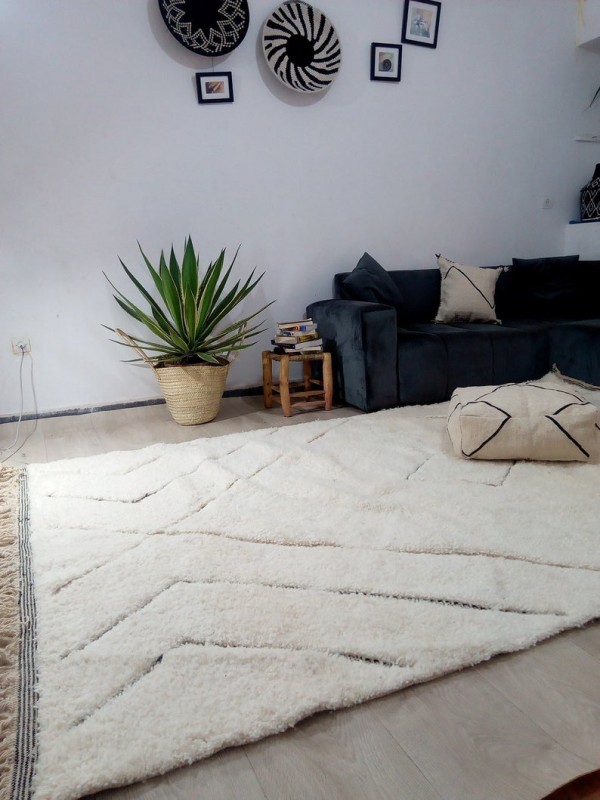 Moroccan Beni Ourain Style - Tribal Rug - Full Wool 