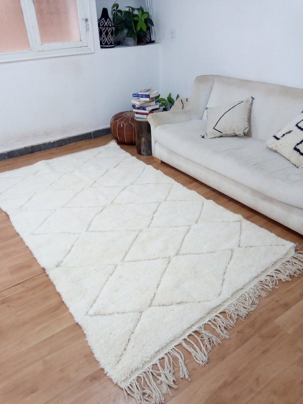 Beni Ourain Style - Hand Woven Wool Rug - Uni Faded Carpet - Tribal Rug 