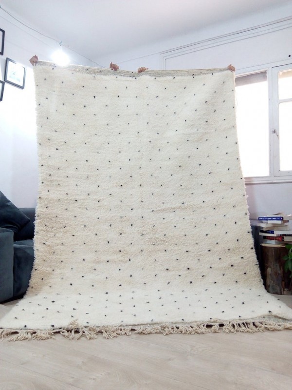 Berber Carpet - Moroccan Dots Rug - Wool - Beni Ourain Style