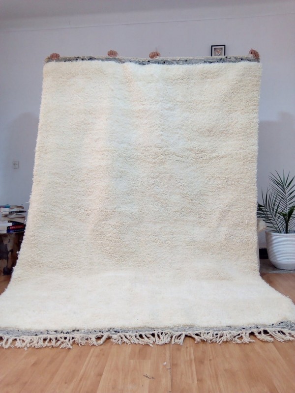Moroccan Beni Ourain style - Handwoven Rug - Uni ivory carpet - Wool 