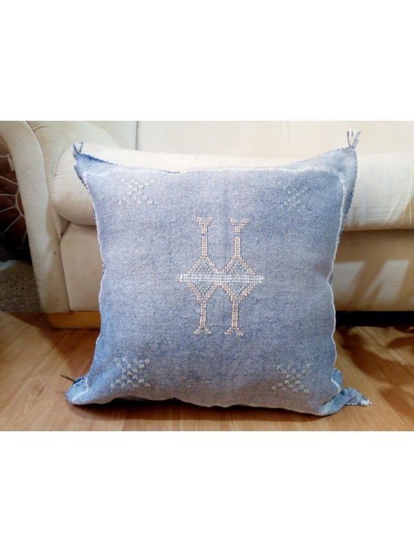 Cactus Sabra silk Moroccan sabra CACTUS Silk pillow - Blue Jeans cushion unstuffed 