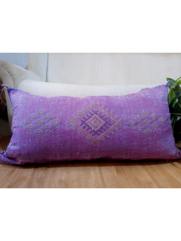 LUMBAR Sabra silk large Moroccan sabra CACTUS cushion 93x49 CM - purple pillow