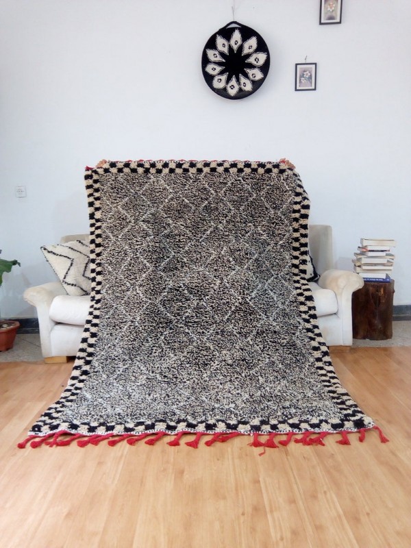 Moroccan Style Beni Ourain - Black Ivory - Full Wool