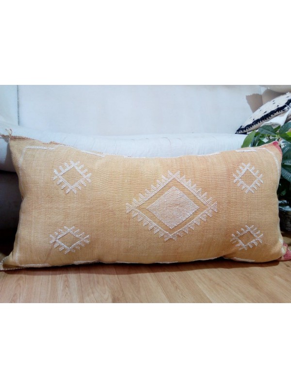 Cactus silk pillow - Moroccan sabra CACTUS cushion - light orange pillow