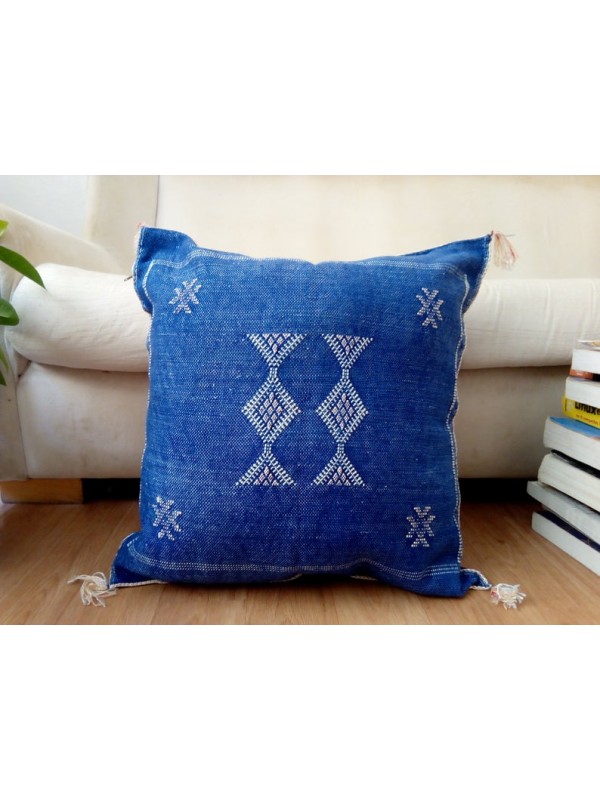 Cactus Sabra silk Moroccan sabra CACTUS Silk pillow - Blue Jeans cushion