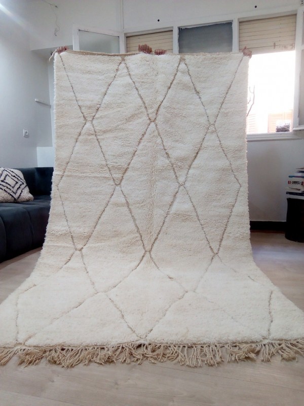 Beni Ourain Style - Hand Woven Wool Rug - Uni Faded Carpet - Tribal Rug