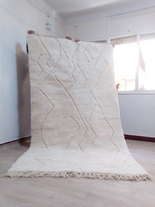 Beni Ourain Style - Hand Woven Wool Rug - Uni Faded Carpet - Tribal Rug