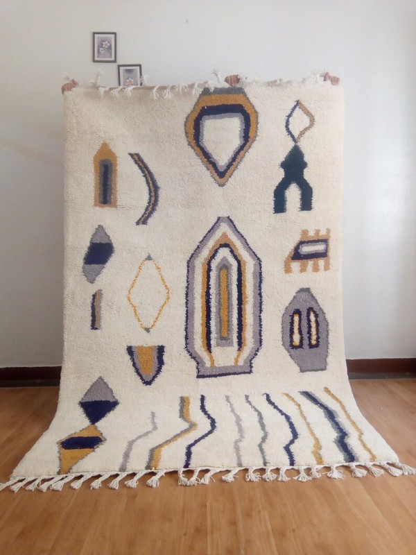 Moroccan Hand woven rug - handmade Moroccan Berber Carpet - Colored Rug