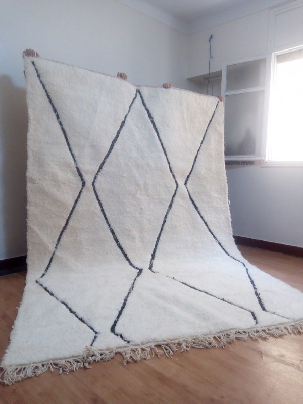 Berber carpet - Beni Ourain Tribal Style- Shag Pile - Wool 