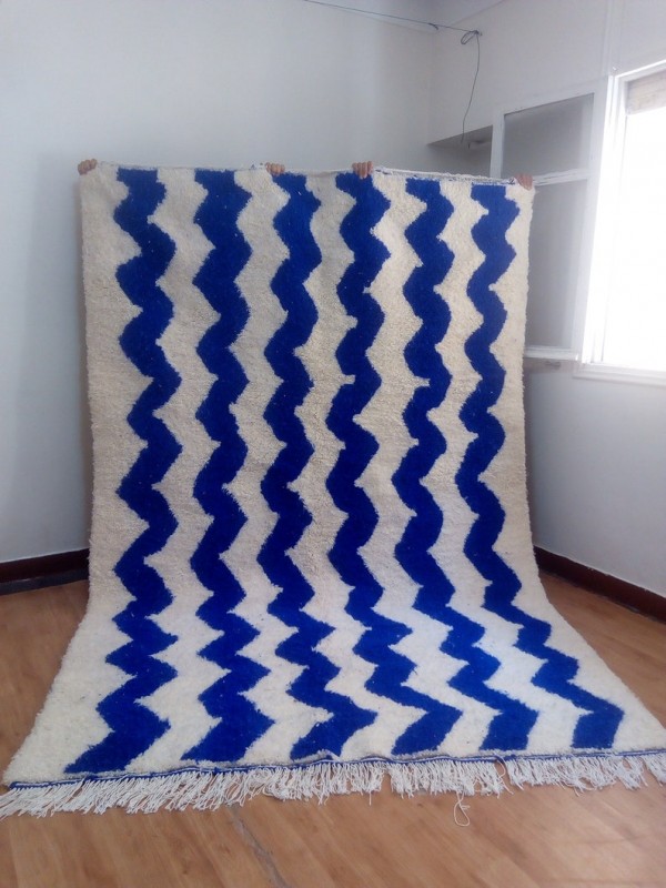 Berber Design - blue touch pattern rug - handmade Moroccan Carpet