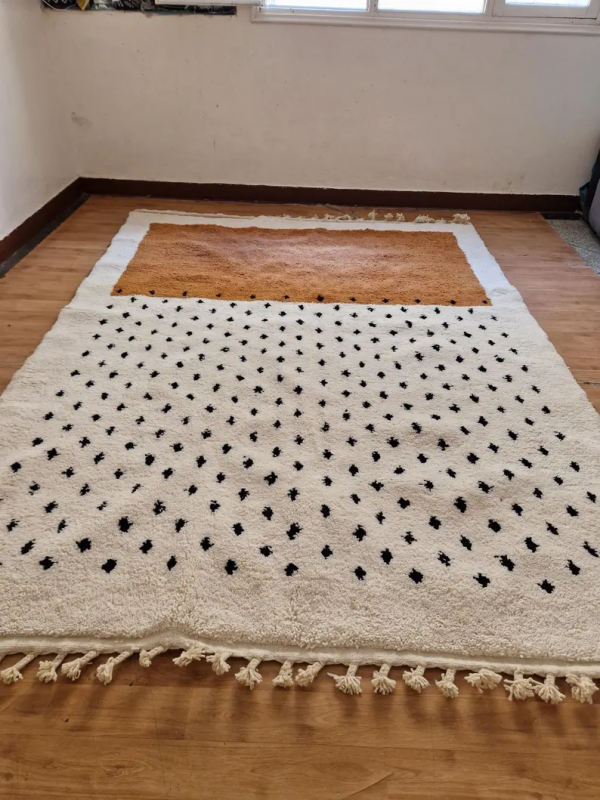 Moroccan ٌRug - Handmade Rug - Brown square - Dots design - Wool