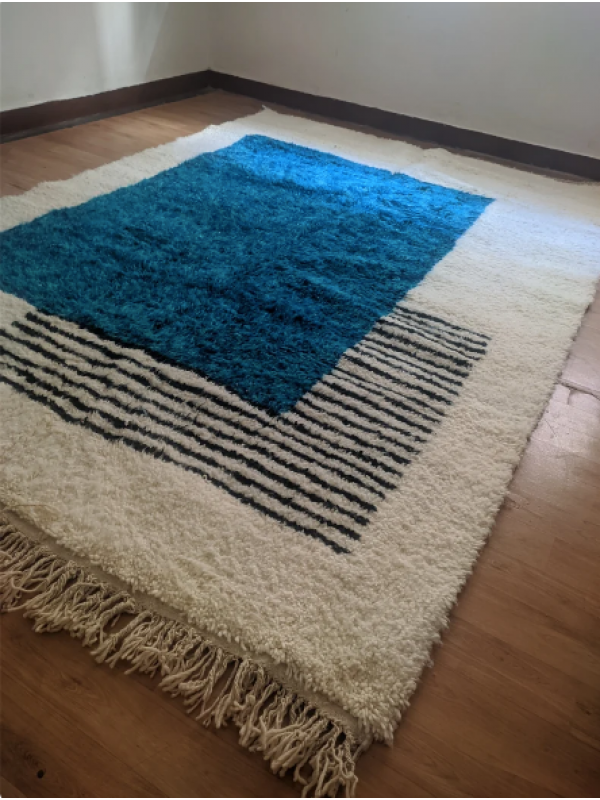 Berber Design - blue pattern rug - handmade Moroccan Carpet