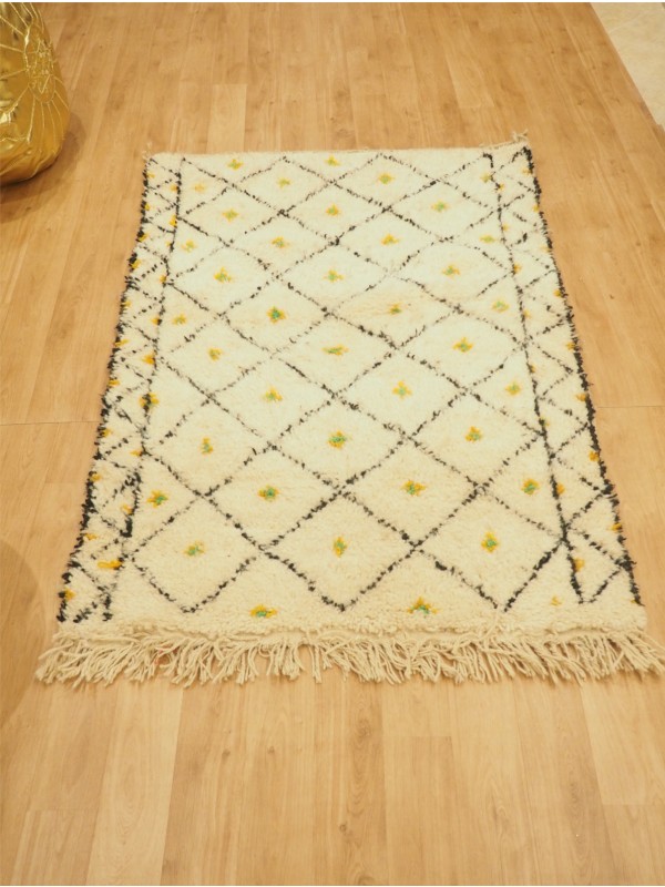 Moroccan beni ourain rug green