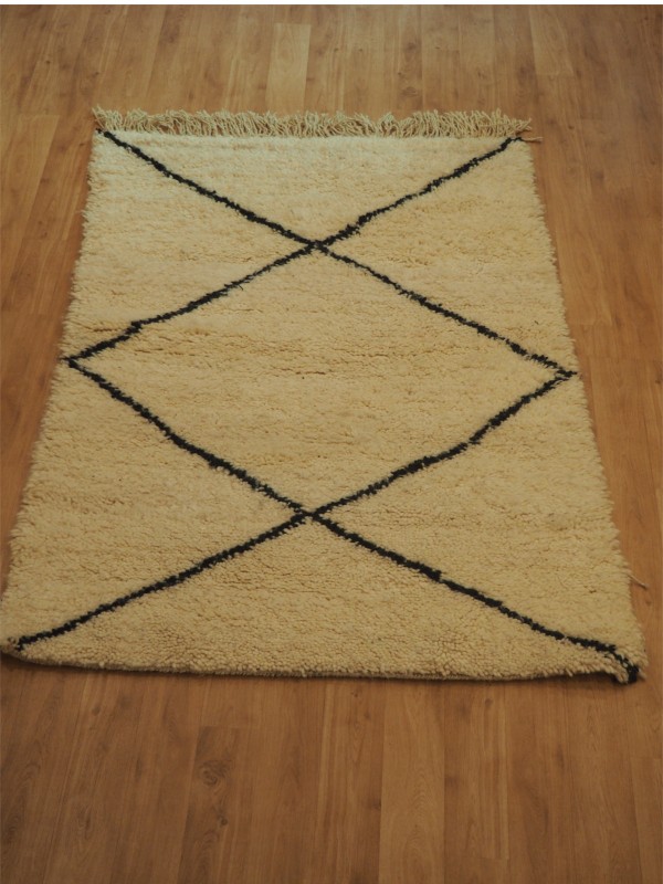 Small Beni Ourain Rug - Tribal Rug - Shag Pile - Natural Wool