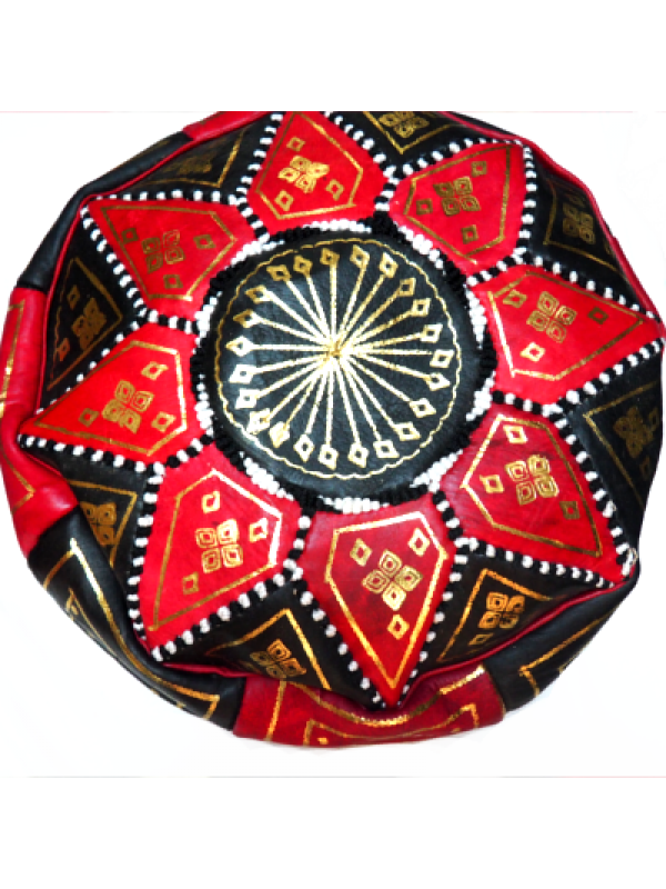 Moroccan red handmade pouf( (ottoman) unstuffed