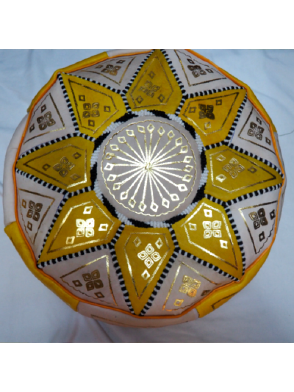 Moroccan yellow handmade pouf( (ottoman) unstuffed