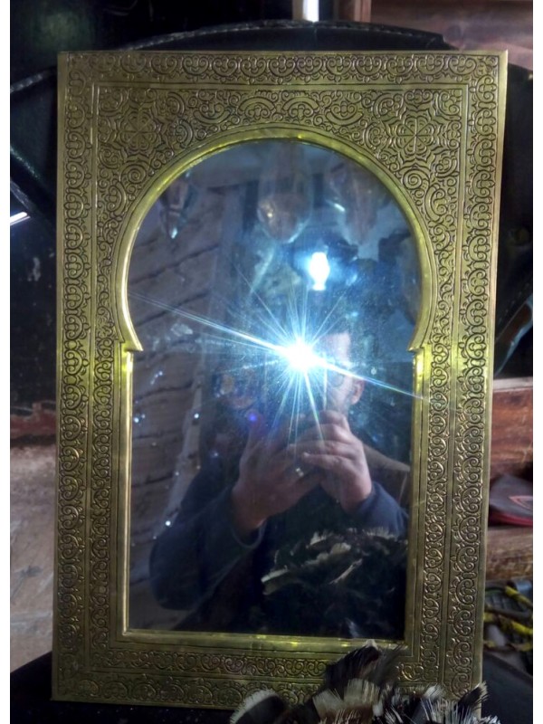 Set 2 brass/copper Golden Frame Brass Moroccan Mirror Hand Carved, Bohemian Mirror Decor