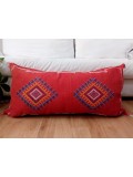 LUMBAR Sabra silk large Moroccan sabra CACTUS cushion - red pillow - white yellow blue  pattern - unstuffed 